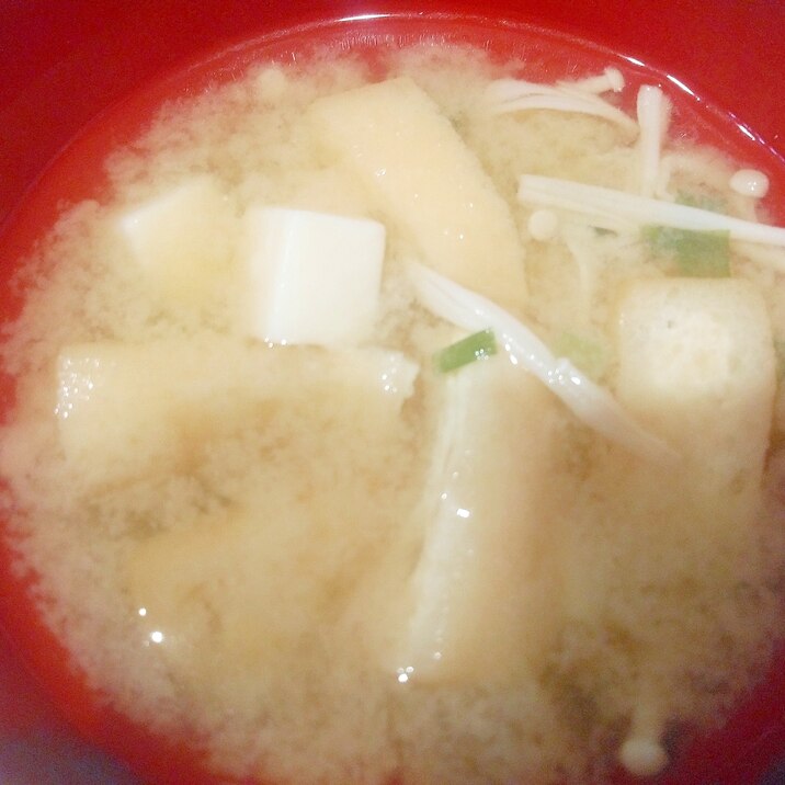 えのきと油揚げ、豆腐の味噌汁☆
